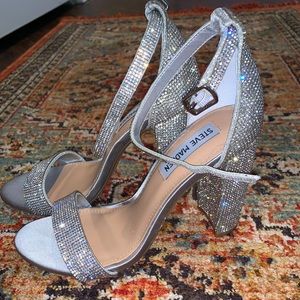 Steve Madden strappy, rhinestone high heel shoes